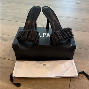 LPA Black Ruched Heeled Sandals